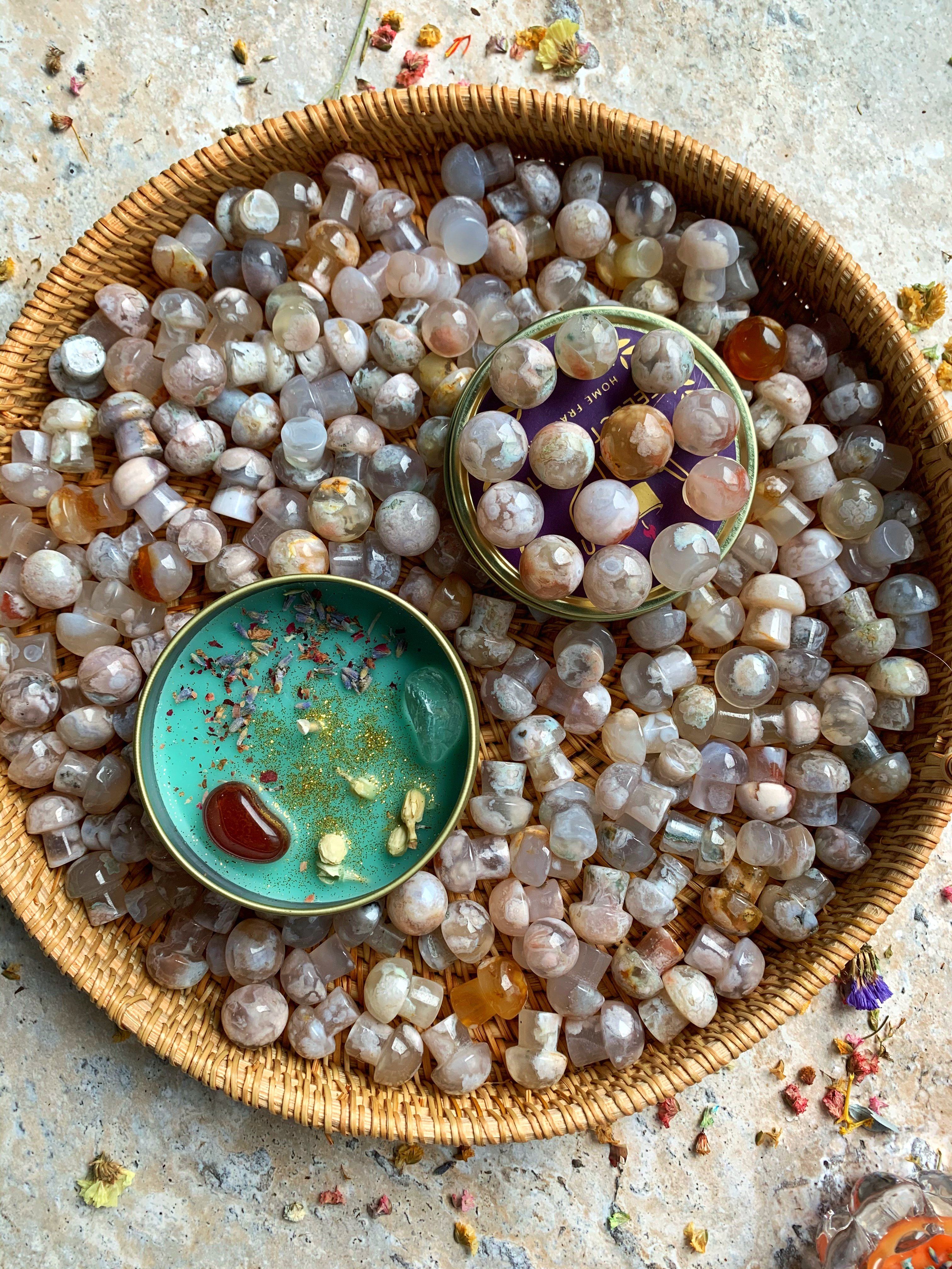 Flower agate mini mushrooms