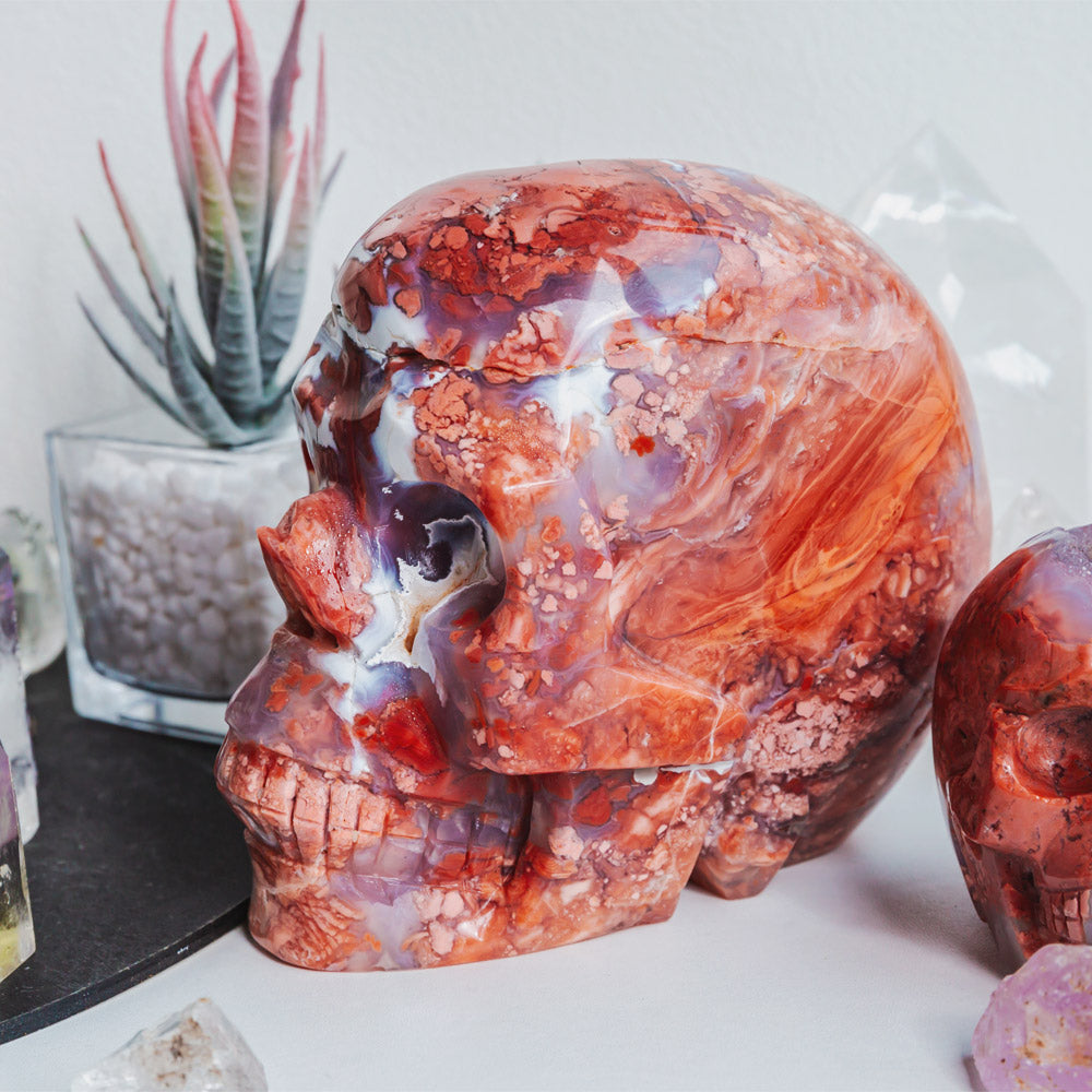 Pink Agate Skull