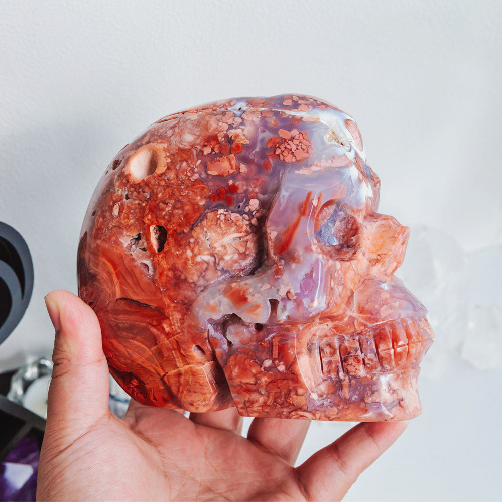 Pink Agate Skull