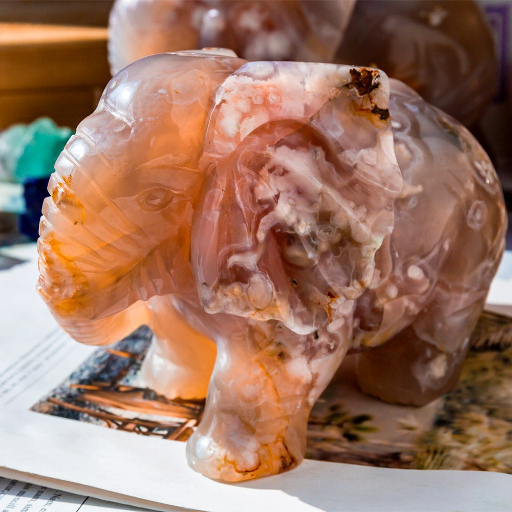 Flower Agate Elephant