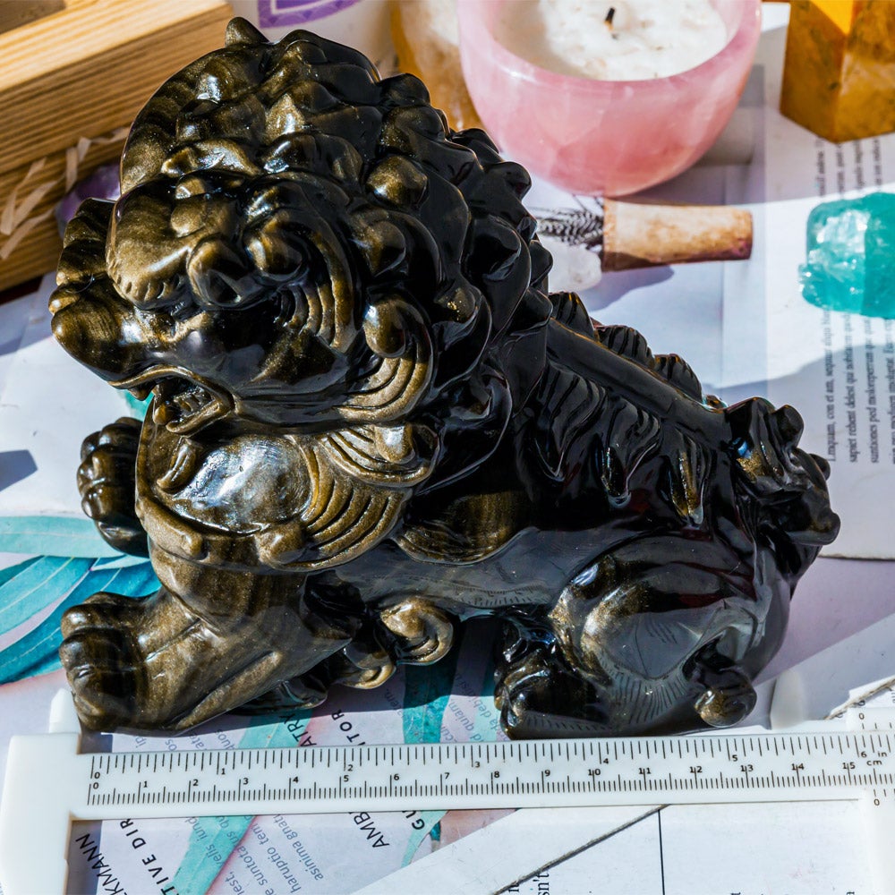 Golden Sheen Obsidian Lion