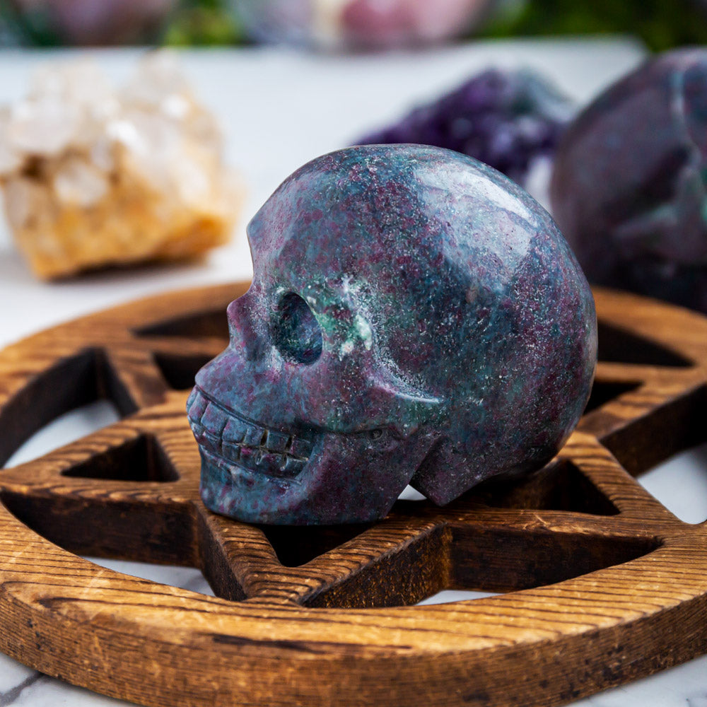 Ruby in Kyanite Skull