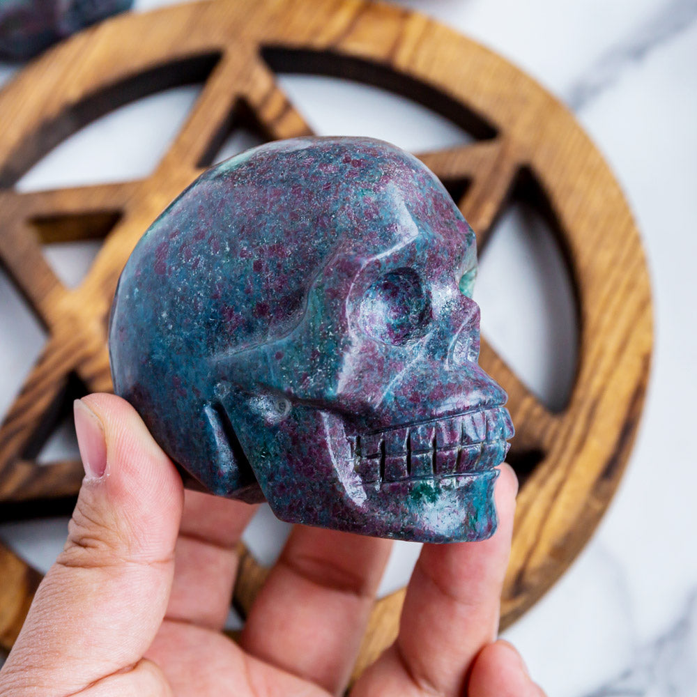 Ruby in Kyanite Skull