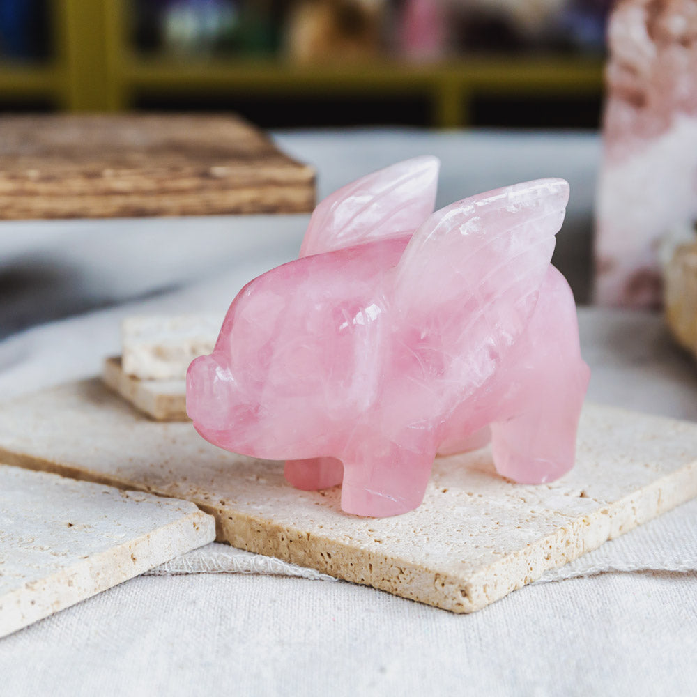 Rose Quartz Flying Pig