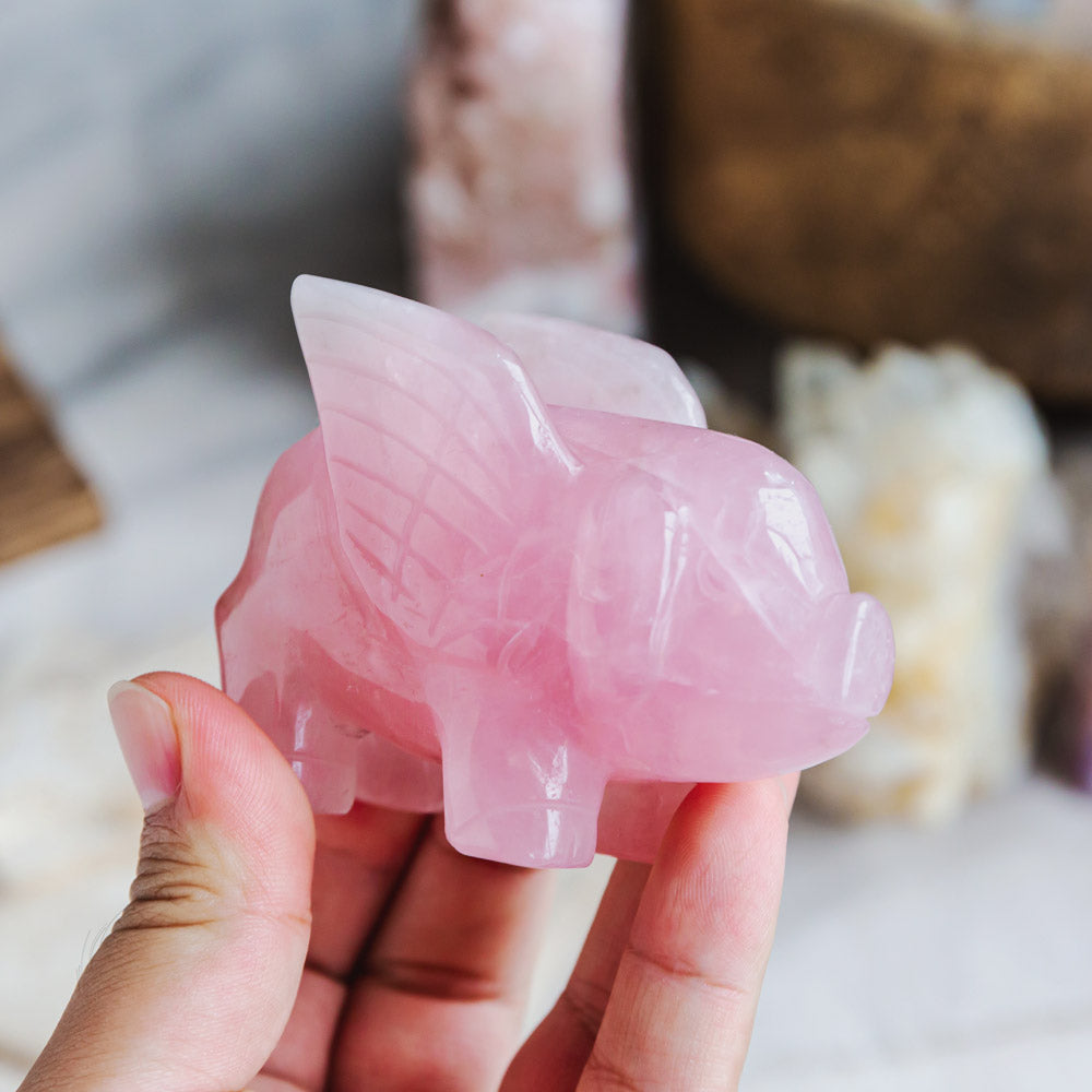 Rose Quartz Flying Pig