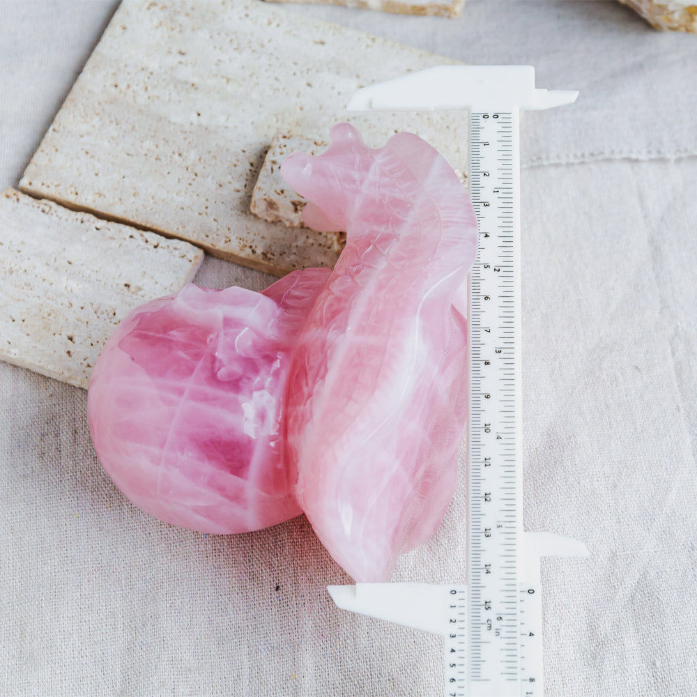 Rose Quartz Skull With Snail