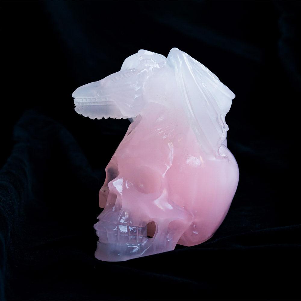 Pink Calcite Skulls With Flying dragon