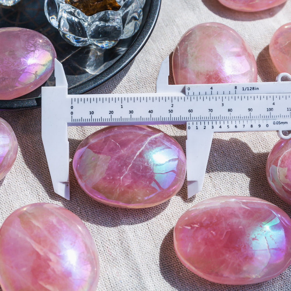 Aura Rose Quartz Palm Stone