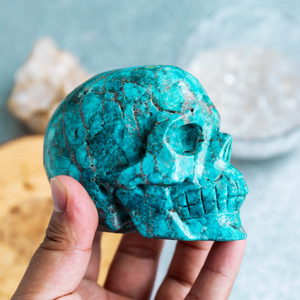 Blue apatite skull