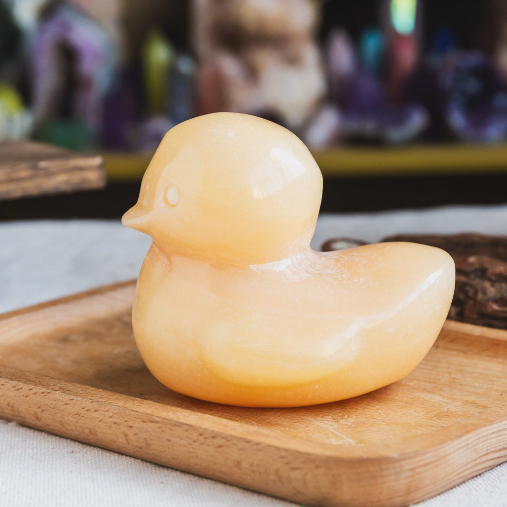 4" Orange Calcite Duck