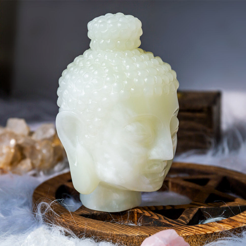 Pistachio Calcite Buddha Head