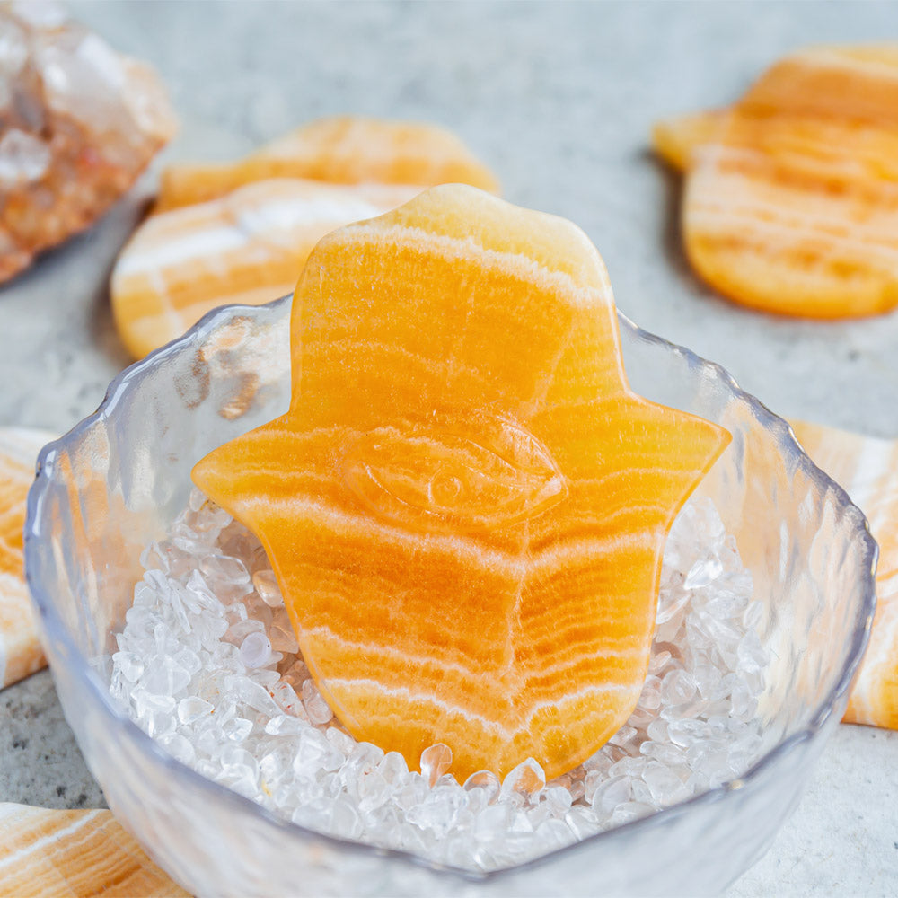 Orange Calcite Hamas hand