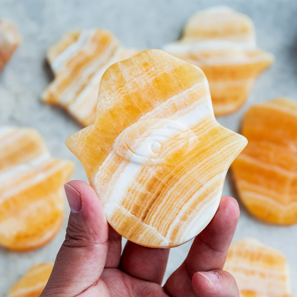 Orange Calcite Hamas hand