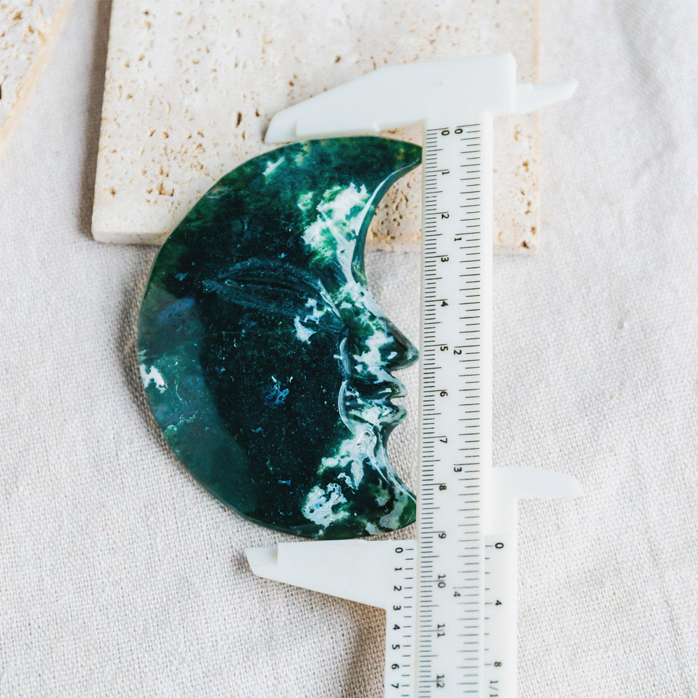 Moss Agate Moon Face