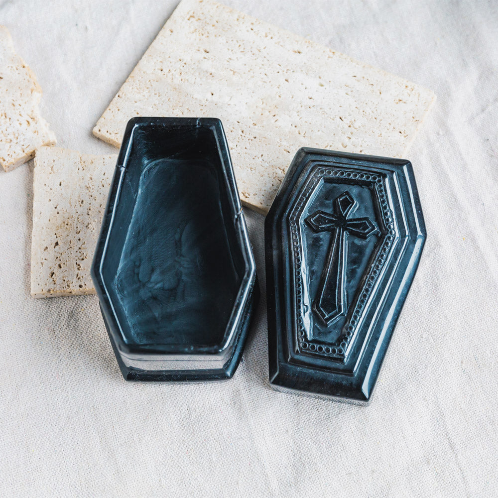 Silver Sheen Obsidian Coffin