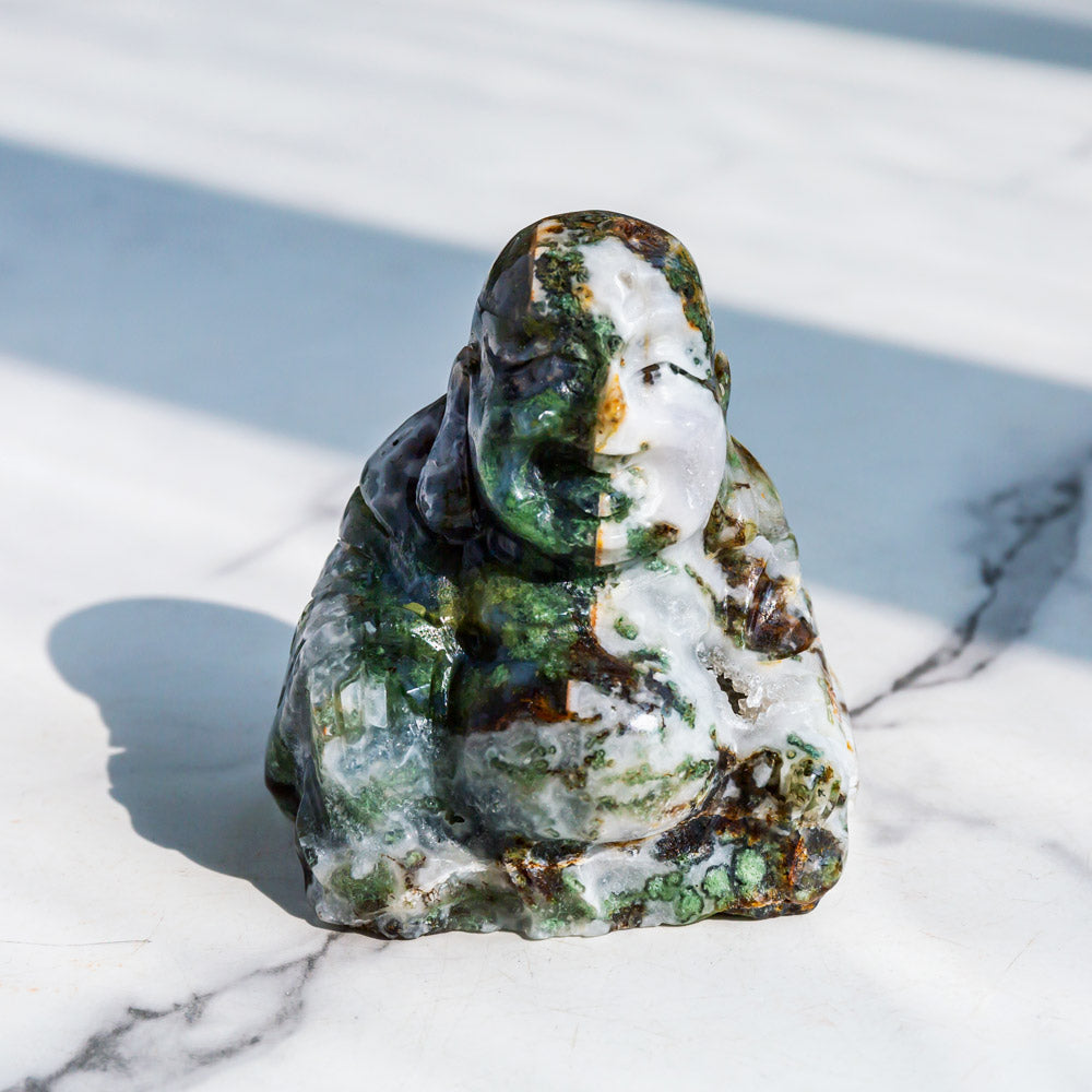 Moss agate & Green aventurine Buddha