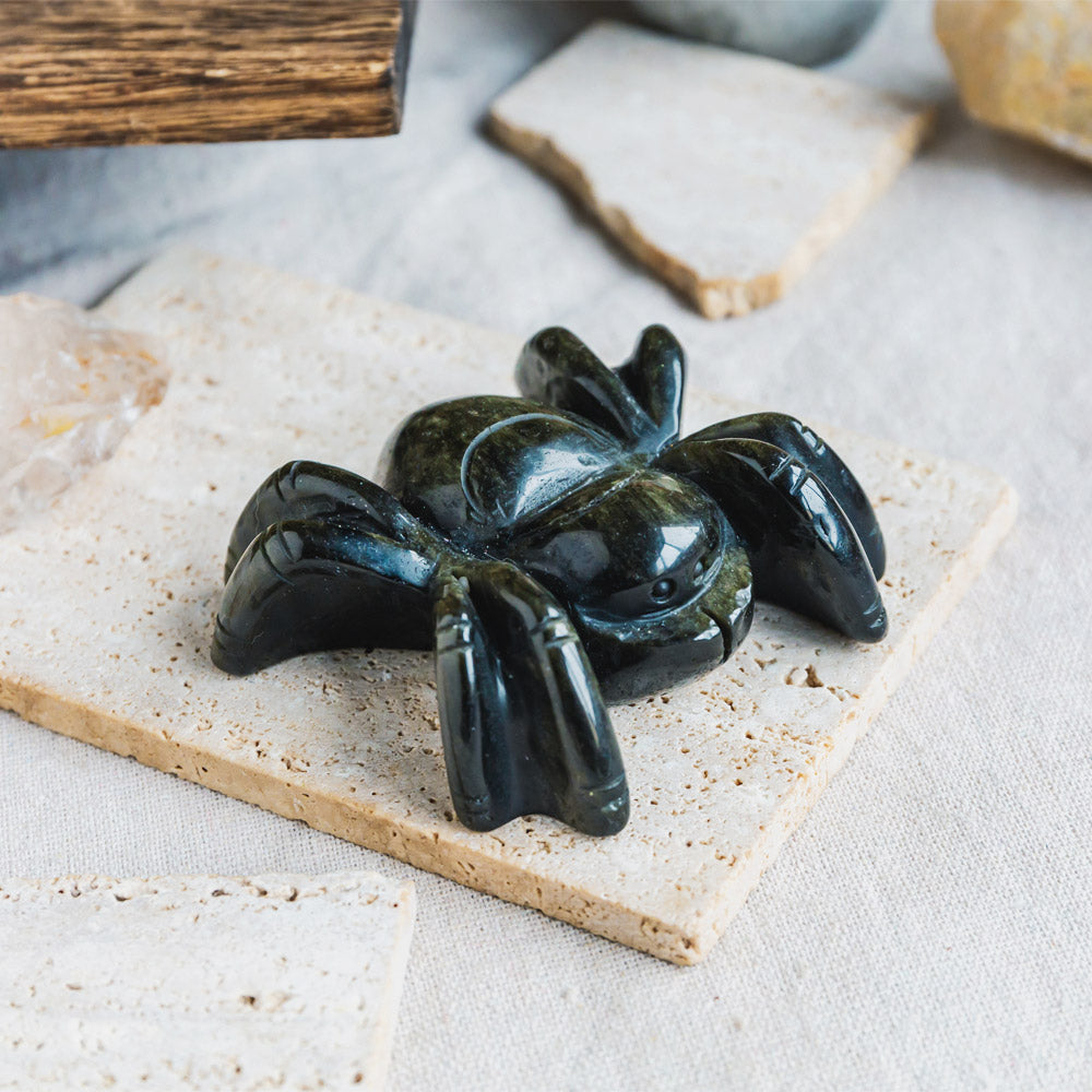 Golden Sheen Obsidian Spider