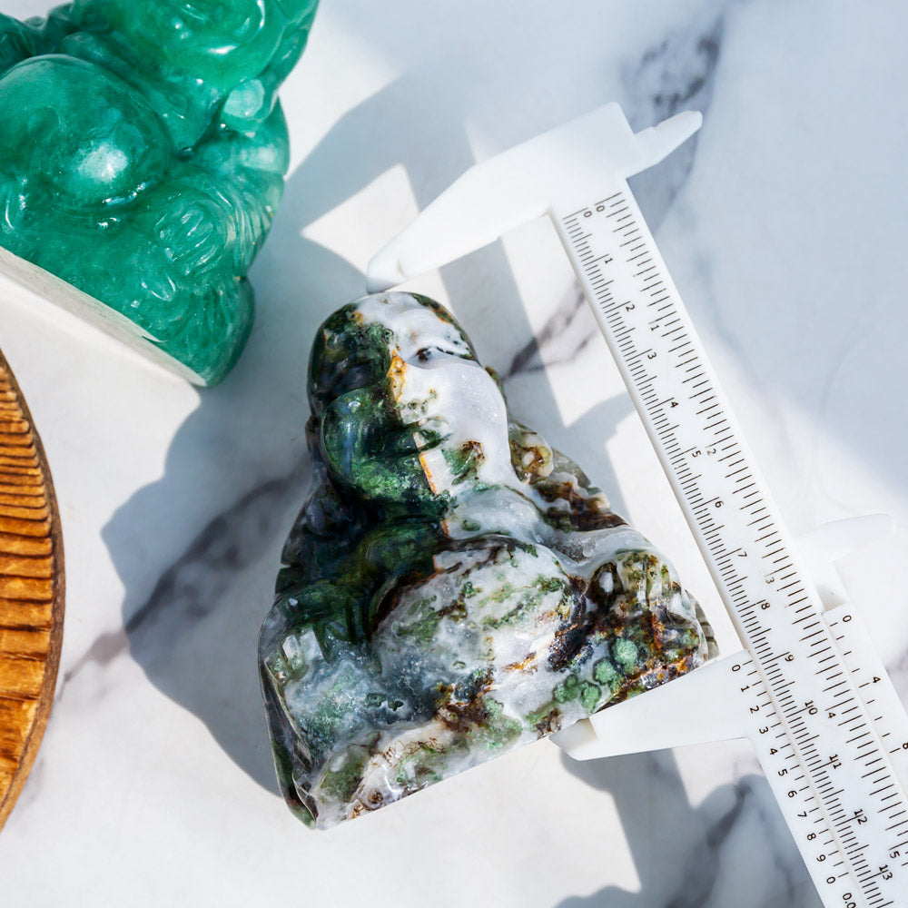 Moss agate & Green aventurine Buddha