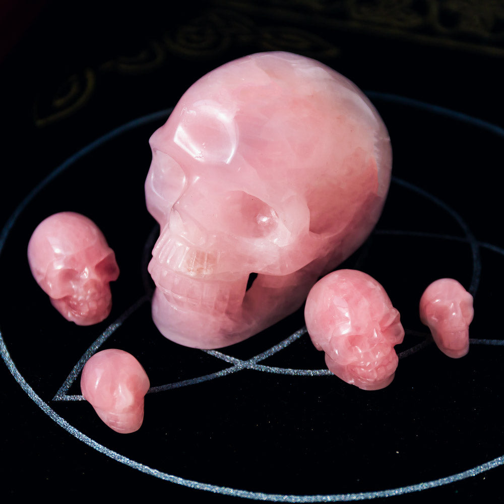 4" Hollow Carving Rose Quartz Skull