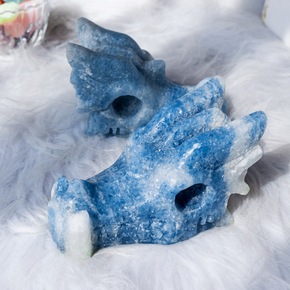 Blue calcite dragon head