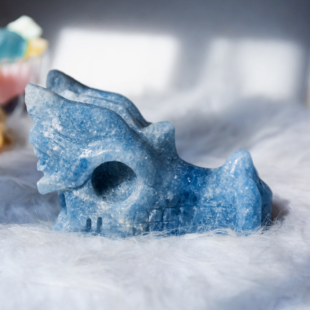 Blue calcite dragon head