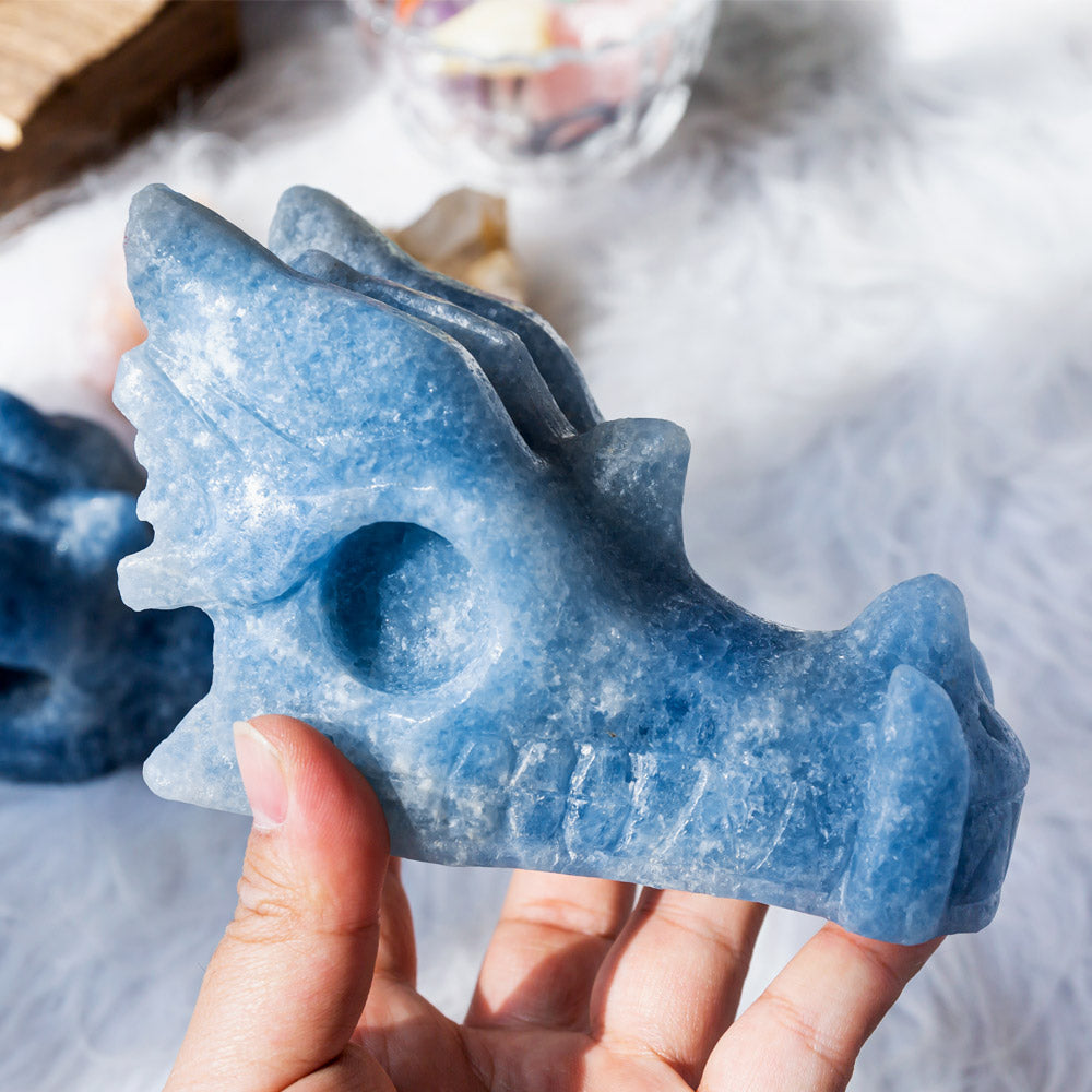 Blue calcite dragon head