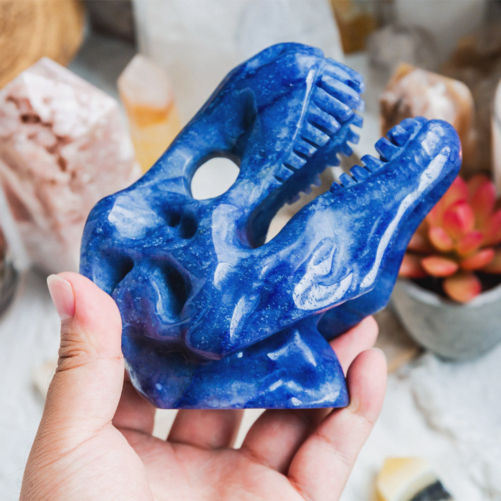 Blue Aventurine Dinosaur Skull