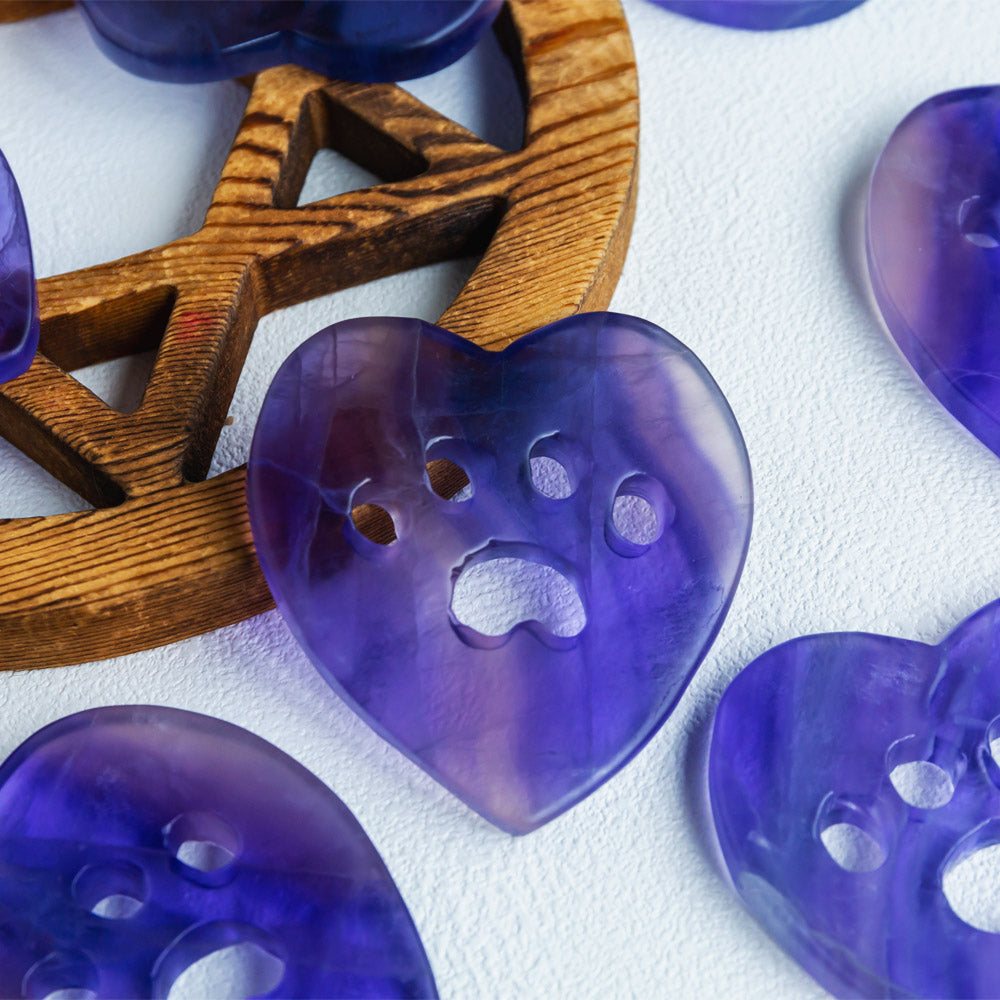 Fluorite Heart With Devil's-claw