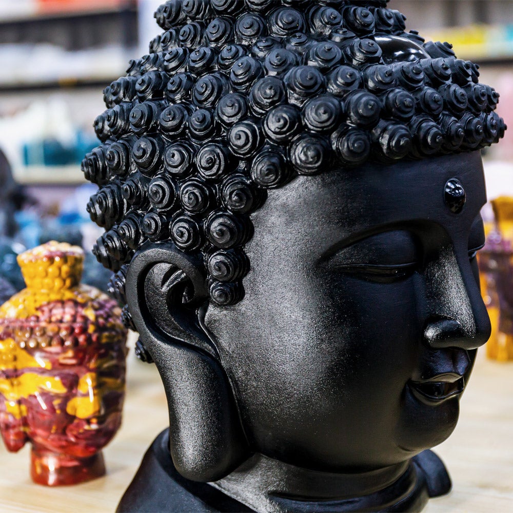 Black Obsidian Buddha head