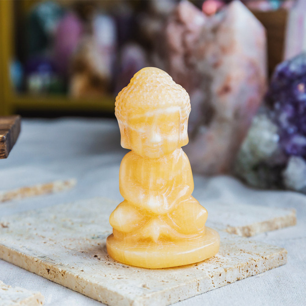 Orange Calcite Baby Buddha