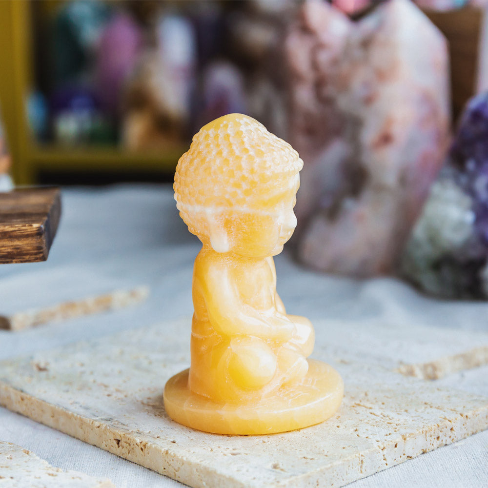 Orange Calcite Baby Buddha