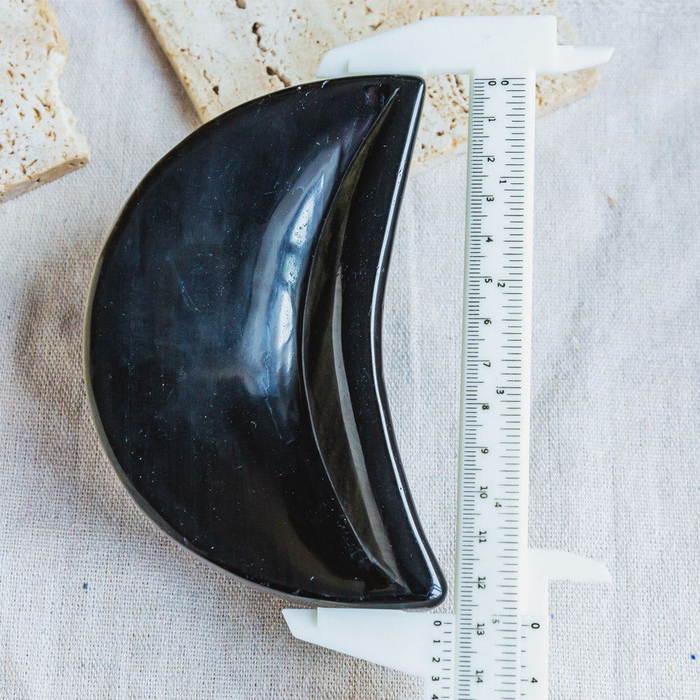 Golden Sheen Obsidian Moon Bowl