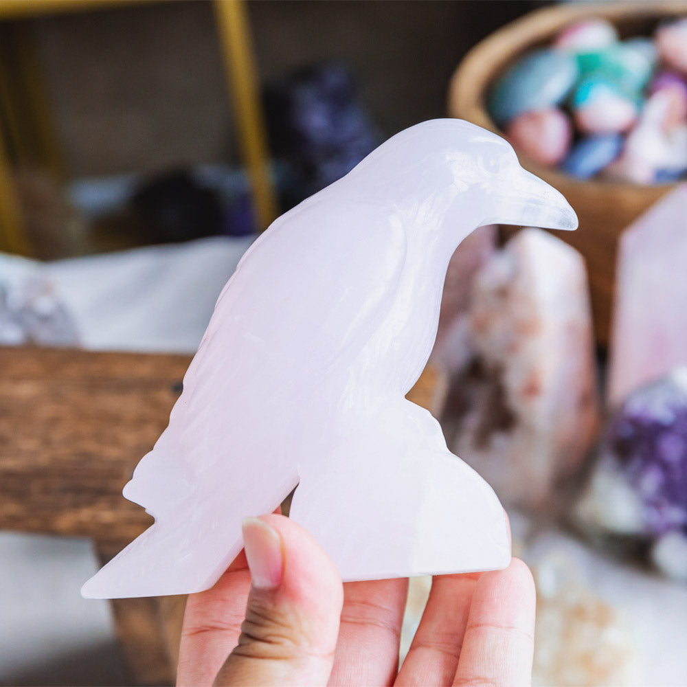 Pink Calcite Crow