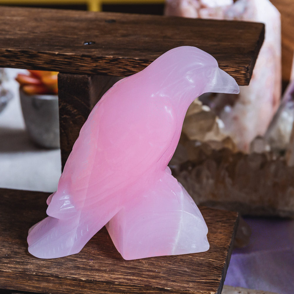 Pink Calcite Crow