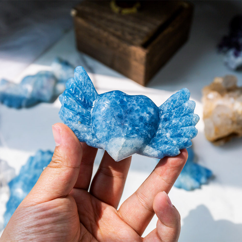 Blue Calcite Heart Wings