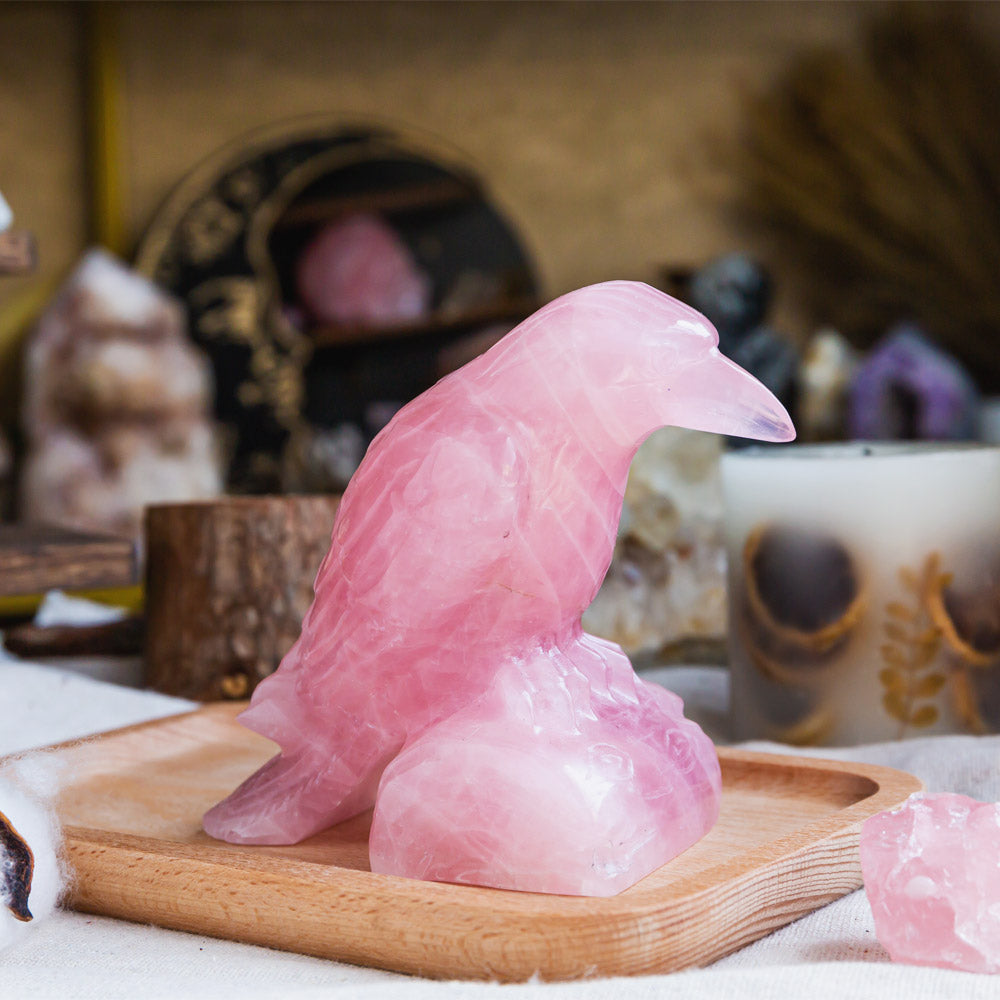 Rose Quartz Crow