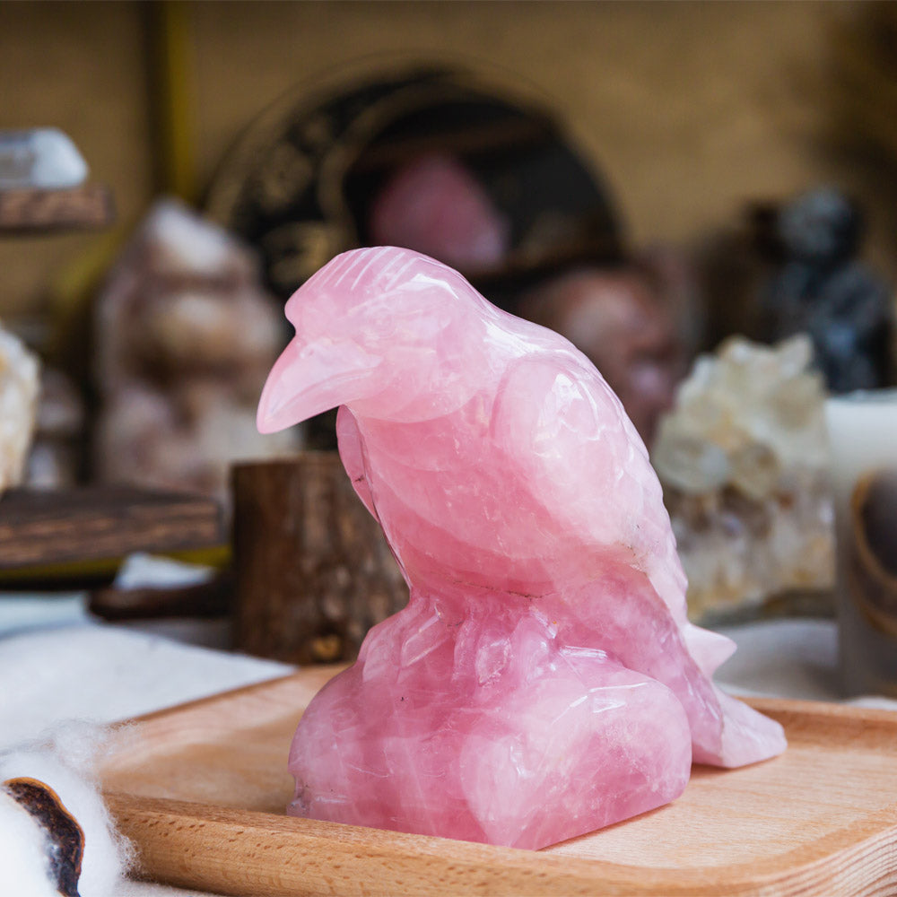 Rose Quartz Crow