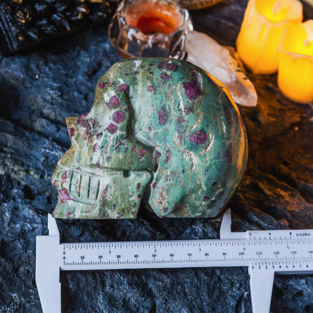 Ruby in Fuchsite Skull