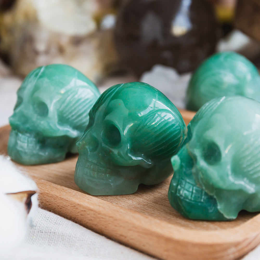 2" Green Aventurine Muscle Skull