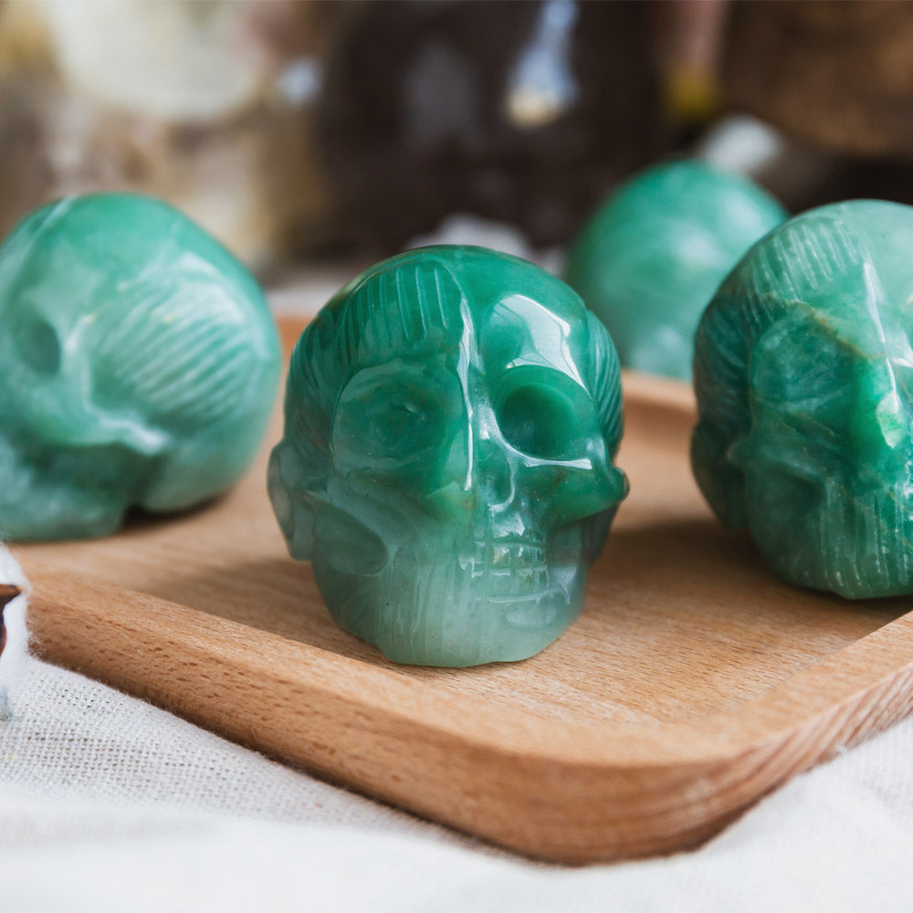 2" Green Aventurine Muscle Skull