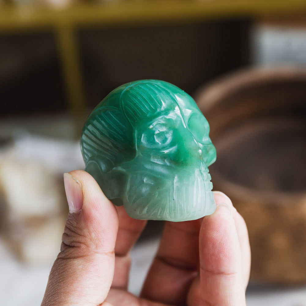 2" Green Aventurine Muscle Skull