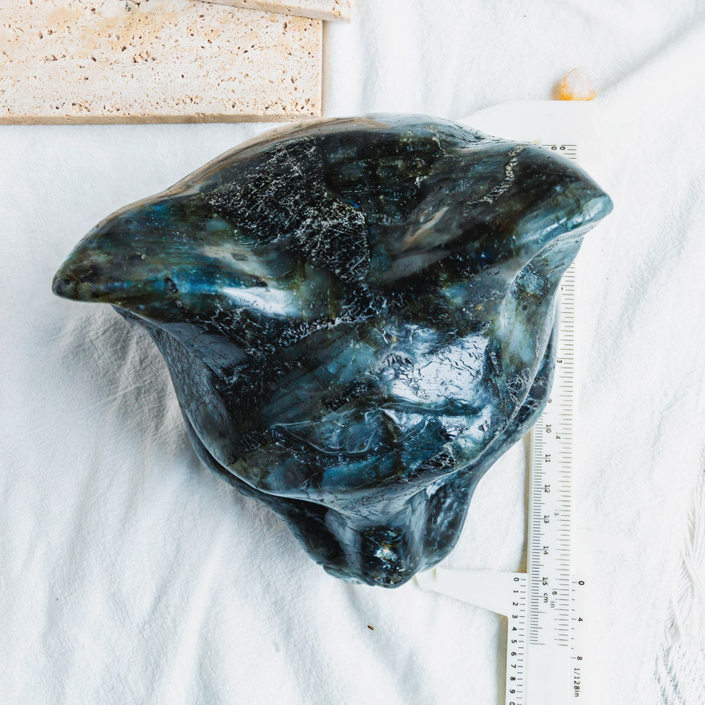 6" Labradorite Cat Head