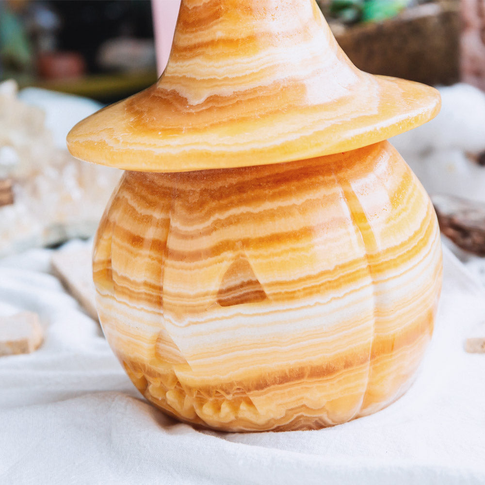 6" Banding Orange Calcite Pumpkin