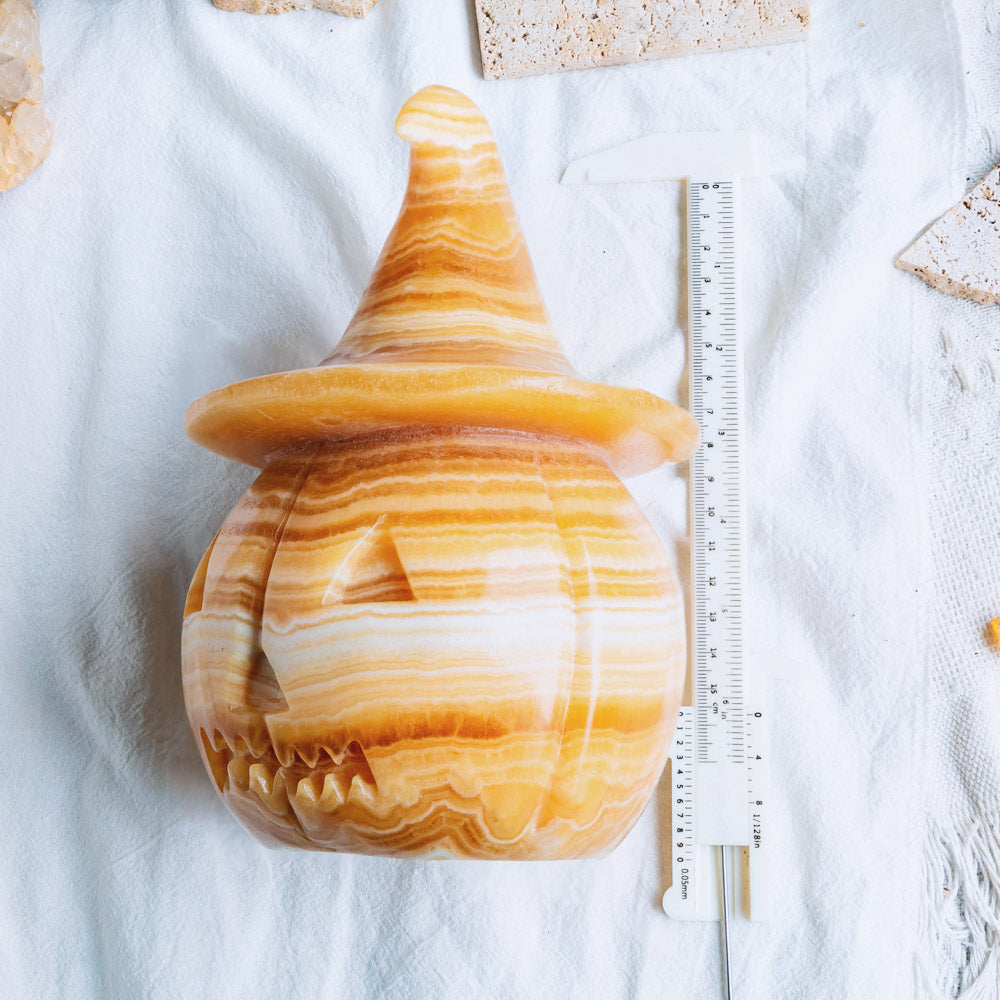 6" Banding Orange Calcite Pumpkin