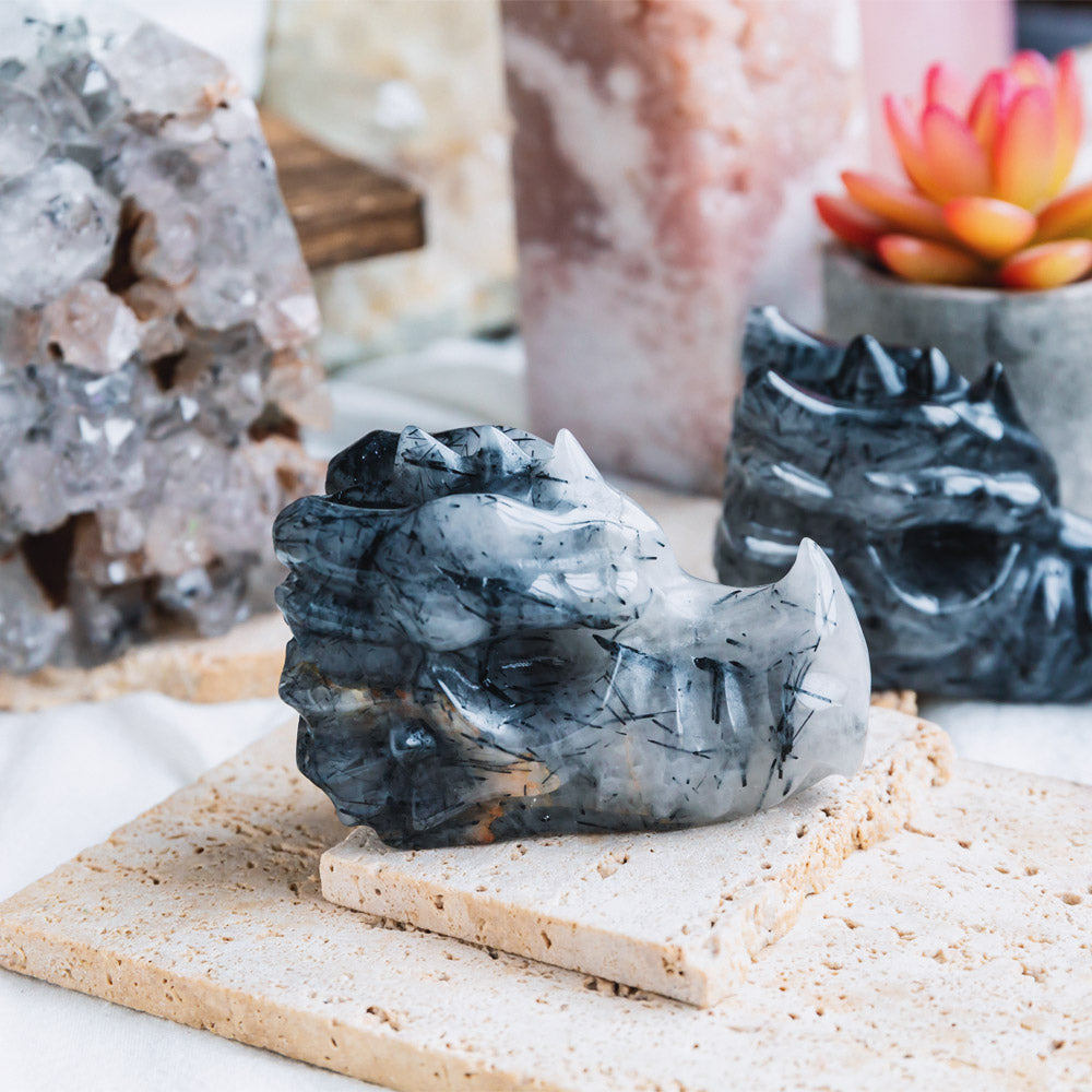 3" Black Tourmaline Dragon Head