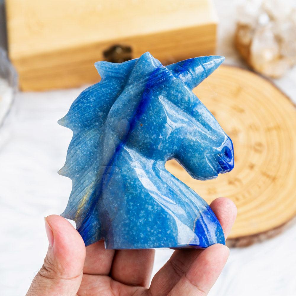 Blue aventurine unicorn - Reikilovecrystal