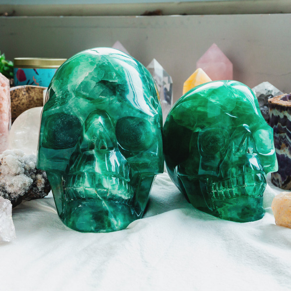 Green Fluorite Skull