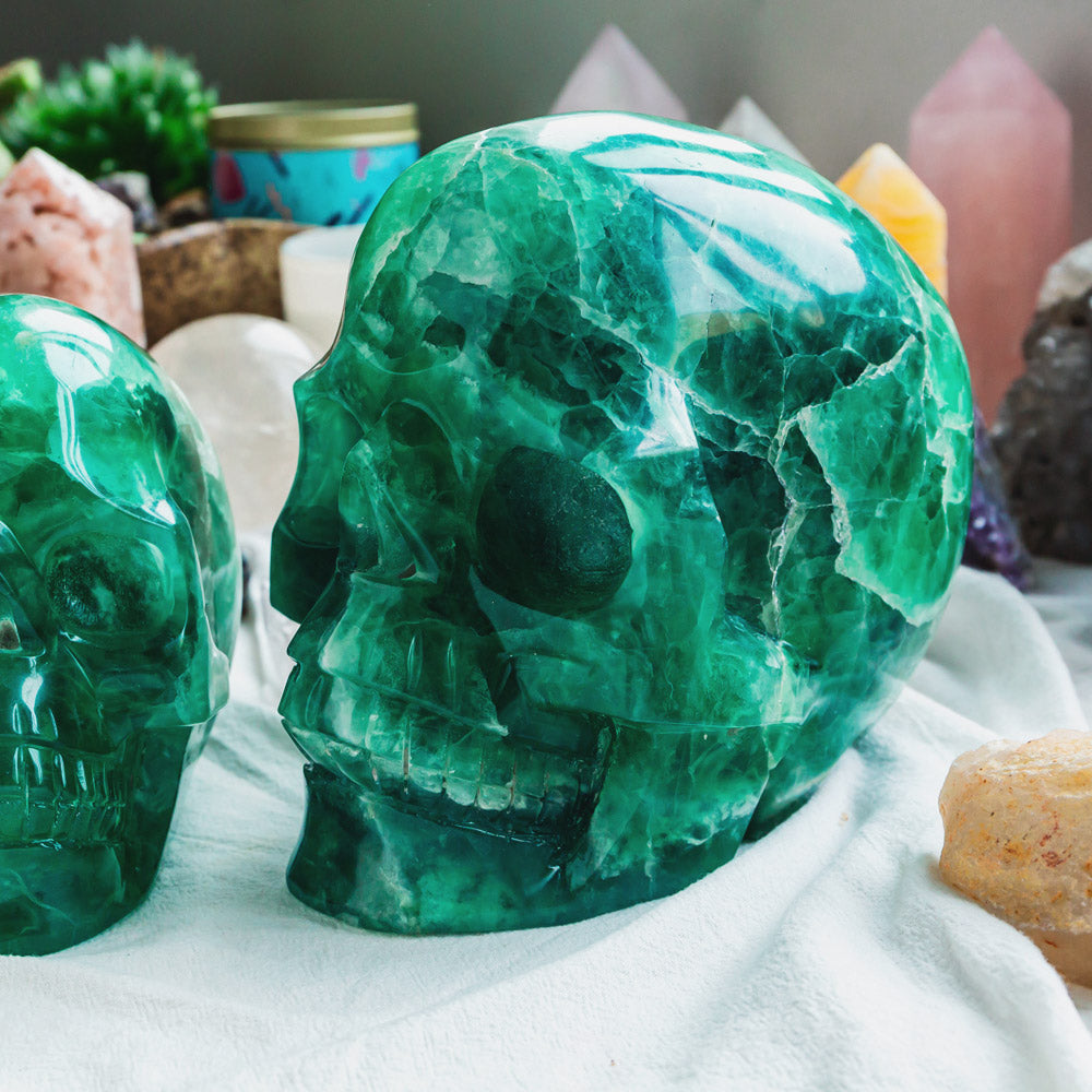 Green Fluorite Skull