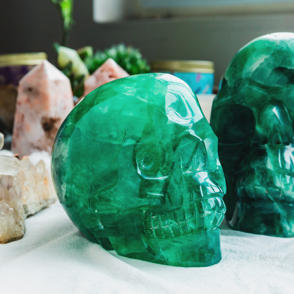 Green Fluorite Skull