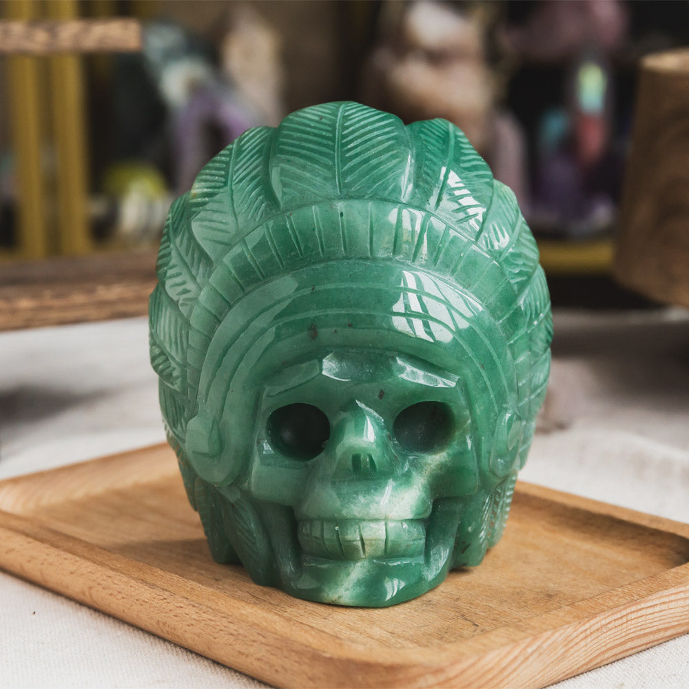 Green Aventurine Indian Skull